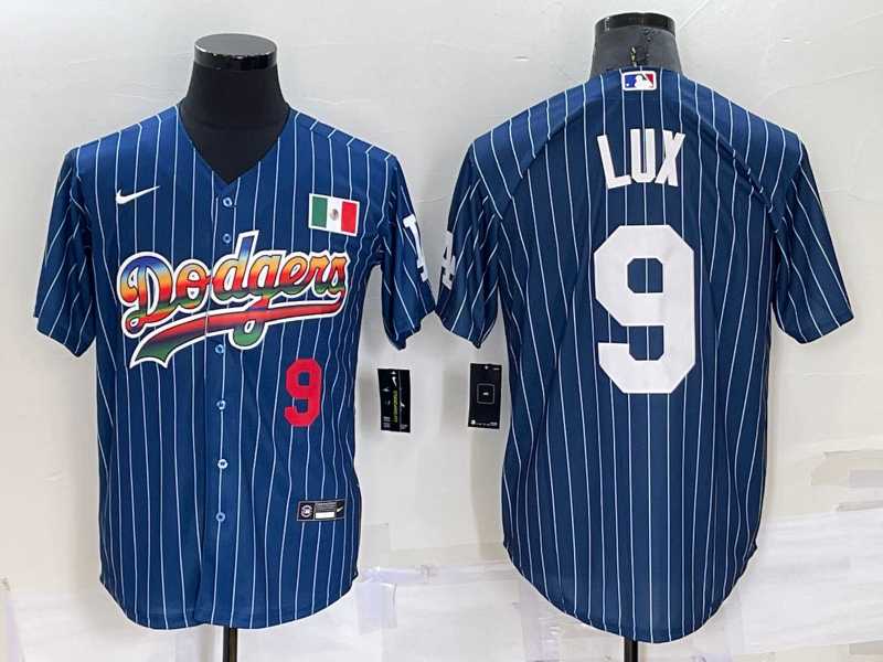 Los Angeles Dodgers9 Gavin Lux Number Rainbow Blue Red Pinstripe Mexico Cool Base Nike Jersey,We sell and wholesale Los Angeles Dodgers9 Gavin Lux Number Rainbow Blue Red Pinstripe Mexico Cool Base Nike Jersey on line form chian!
